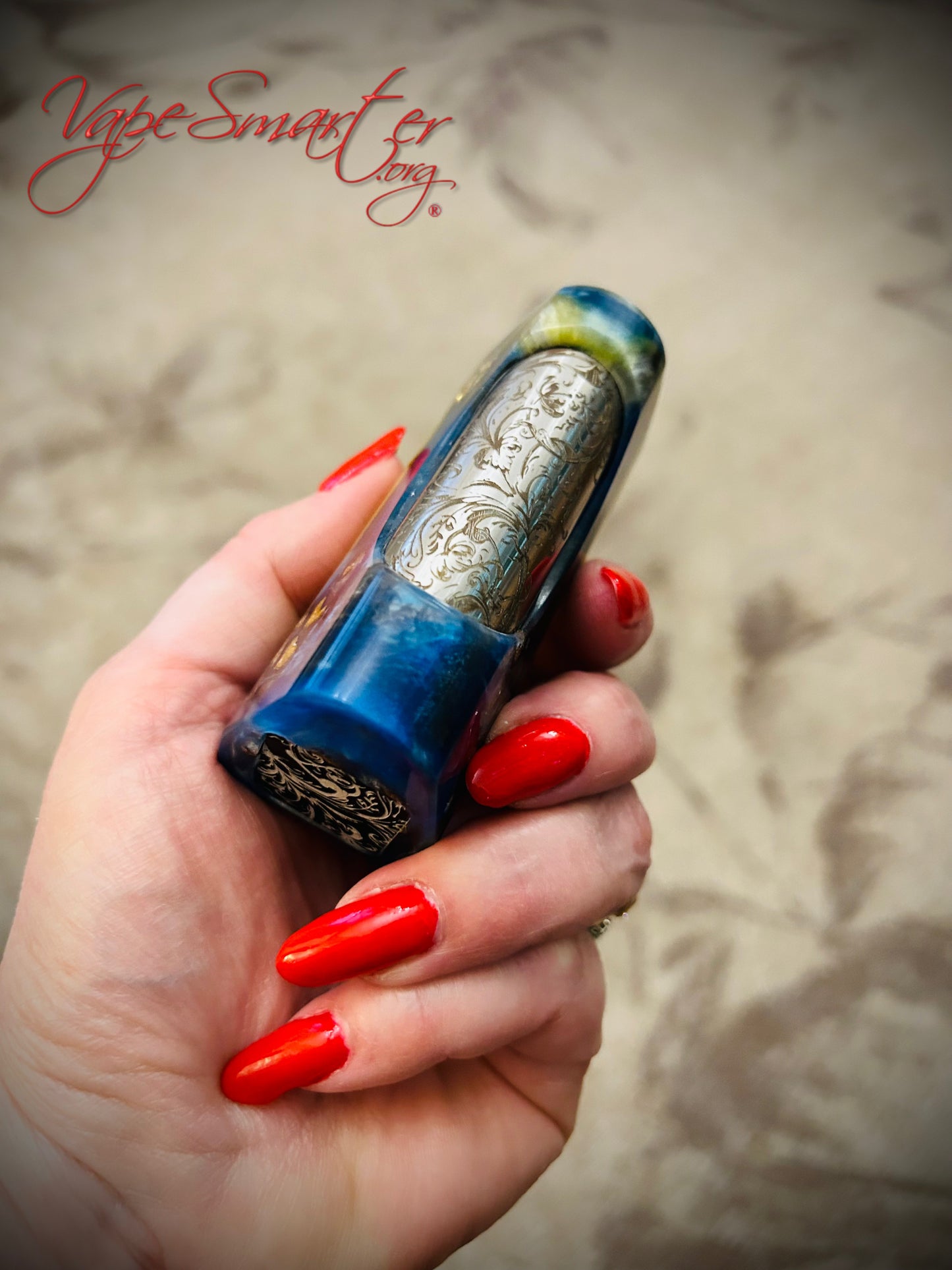 Switched Mechanical clickfet 18650 battery engraved stabwood hybrid boro mod - Vapesmarter.org