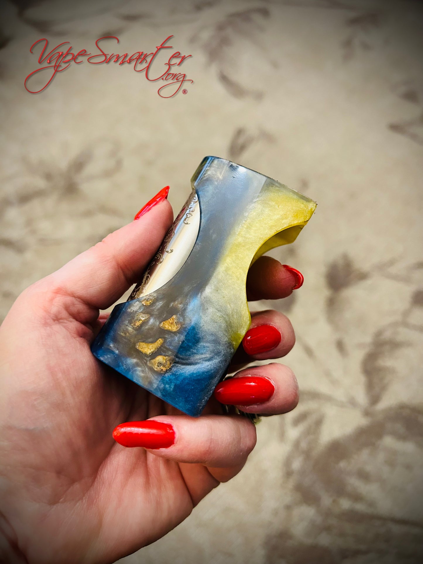 Switched Mechanical clickfet 18650 battery engraved stabwood hybrid boro mod - Vapesmarter.org