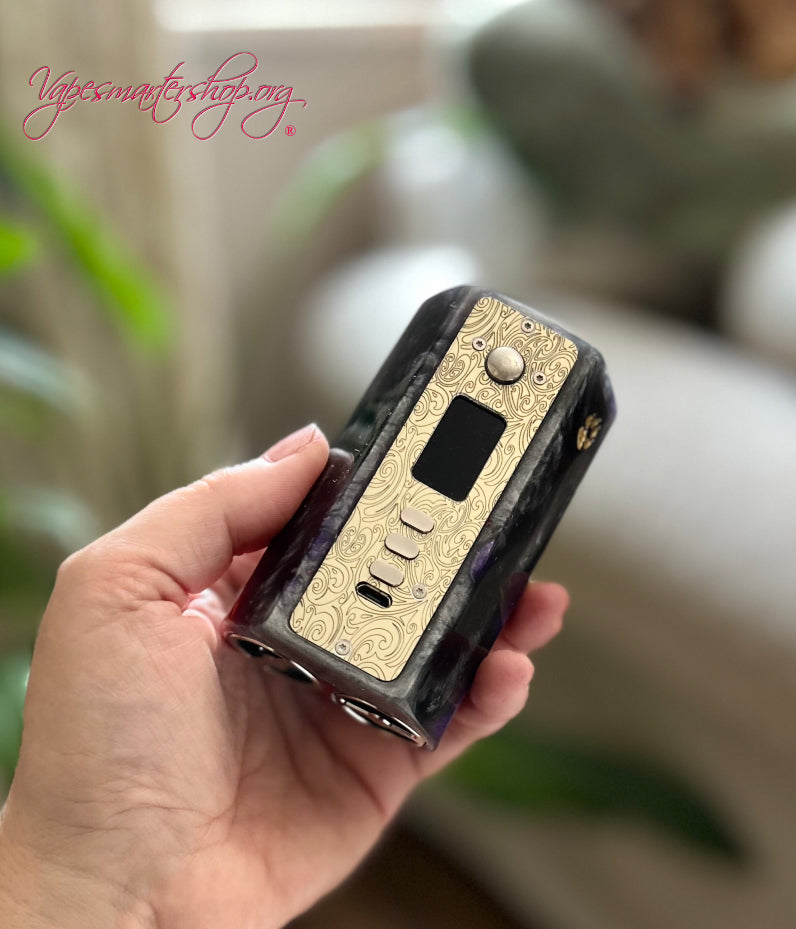 Twin 21700 Battery Dna250c stabwood Mod Engraved plate and 510