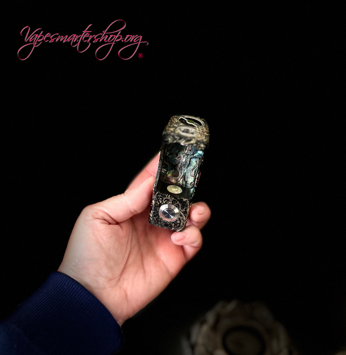 Switched Mechanical clickfet 18650 battery stabwood hybrid boro mod engraved with 22ct gold
