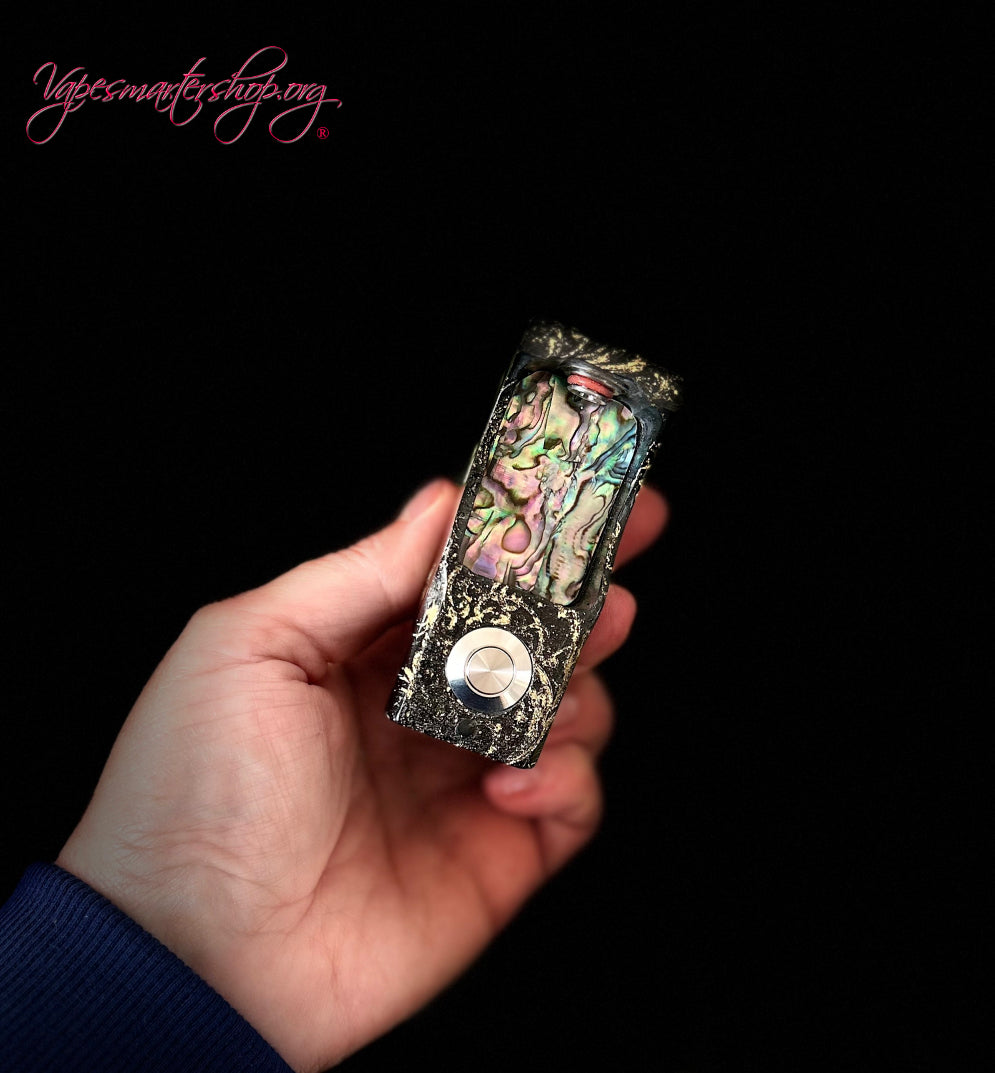 Switched Mechanical clickfet 18650 battery stabwood hybrid boro mod engraved with 22ct gold