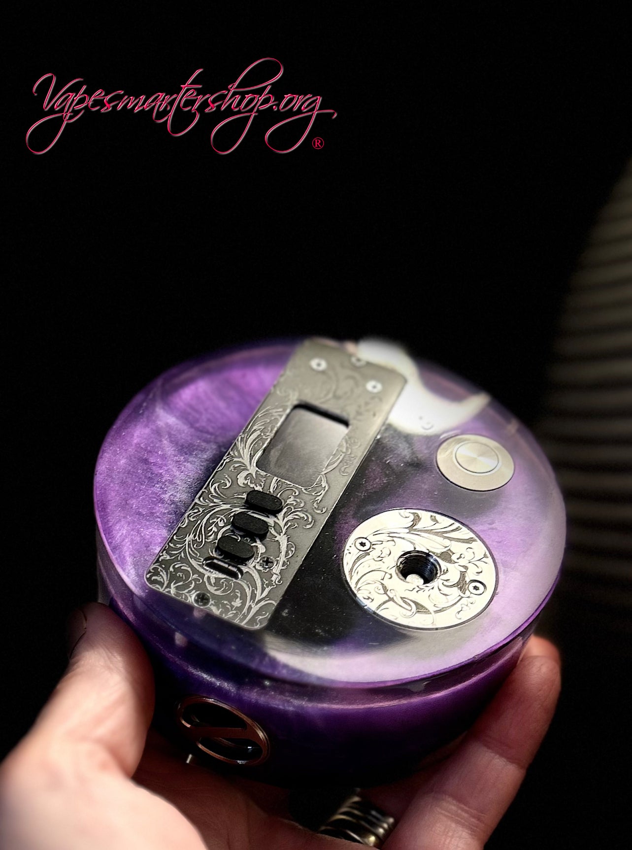 Evolv dna75c Single 18650 build stand ohm reader engraved design
