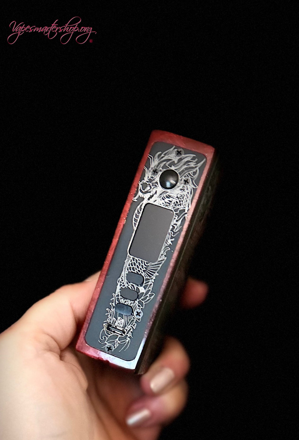 Evolv Dna100c single 18650 battery Stabwood hybrid Engraved