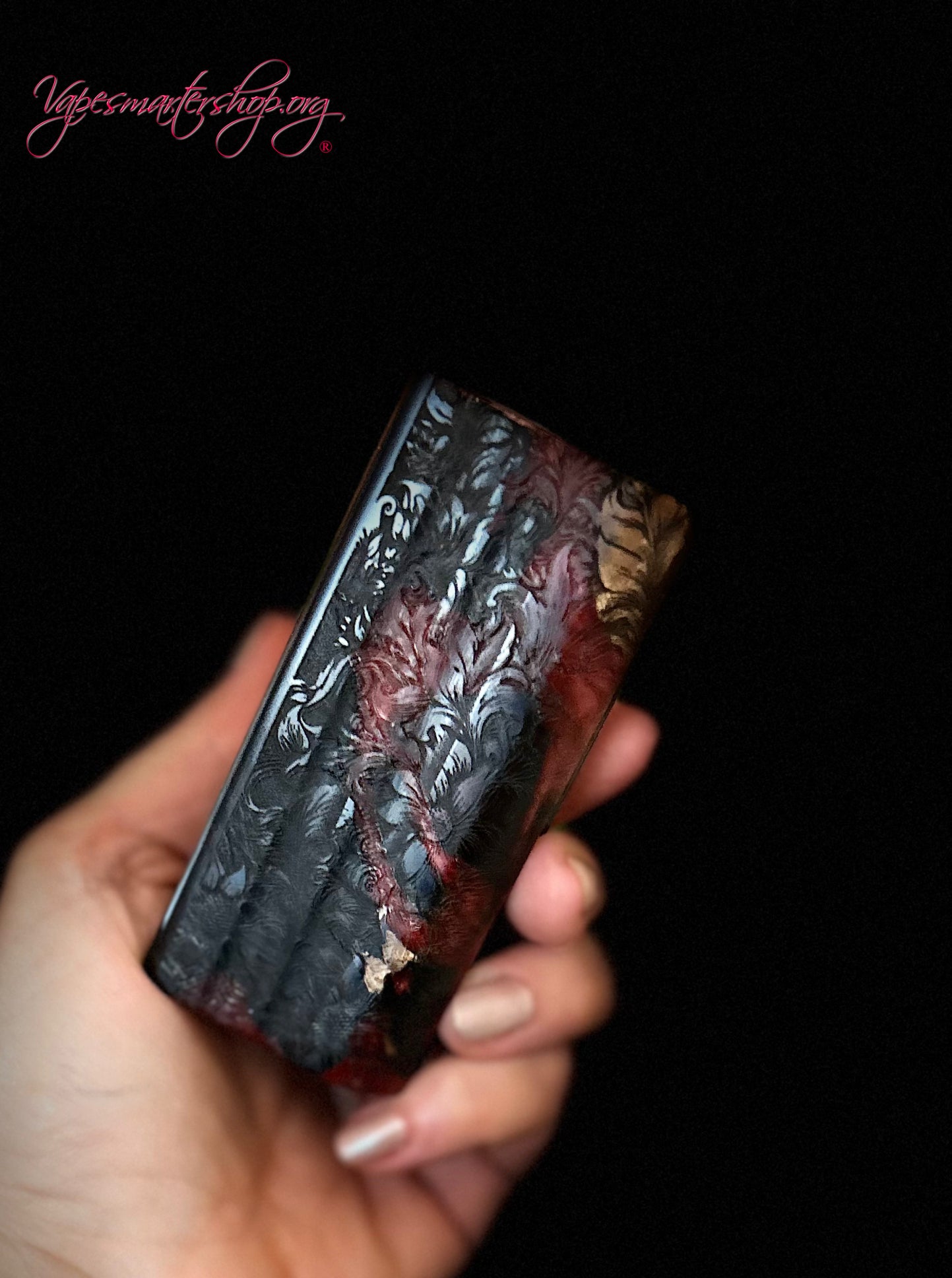 Evolv Dna100c single 18650 battery Stabwood hybrid Engraved