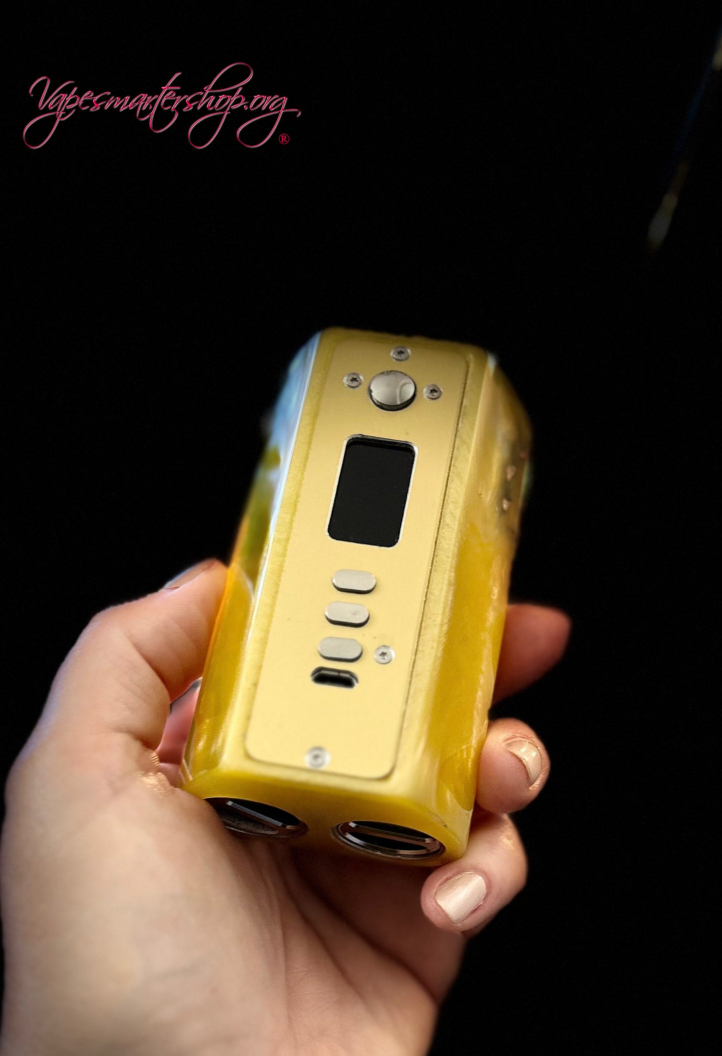 Twin 18650 Battery Dna250c burl wood Mod engraved edition