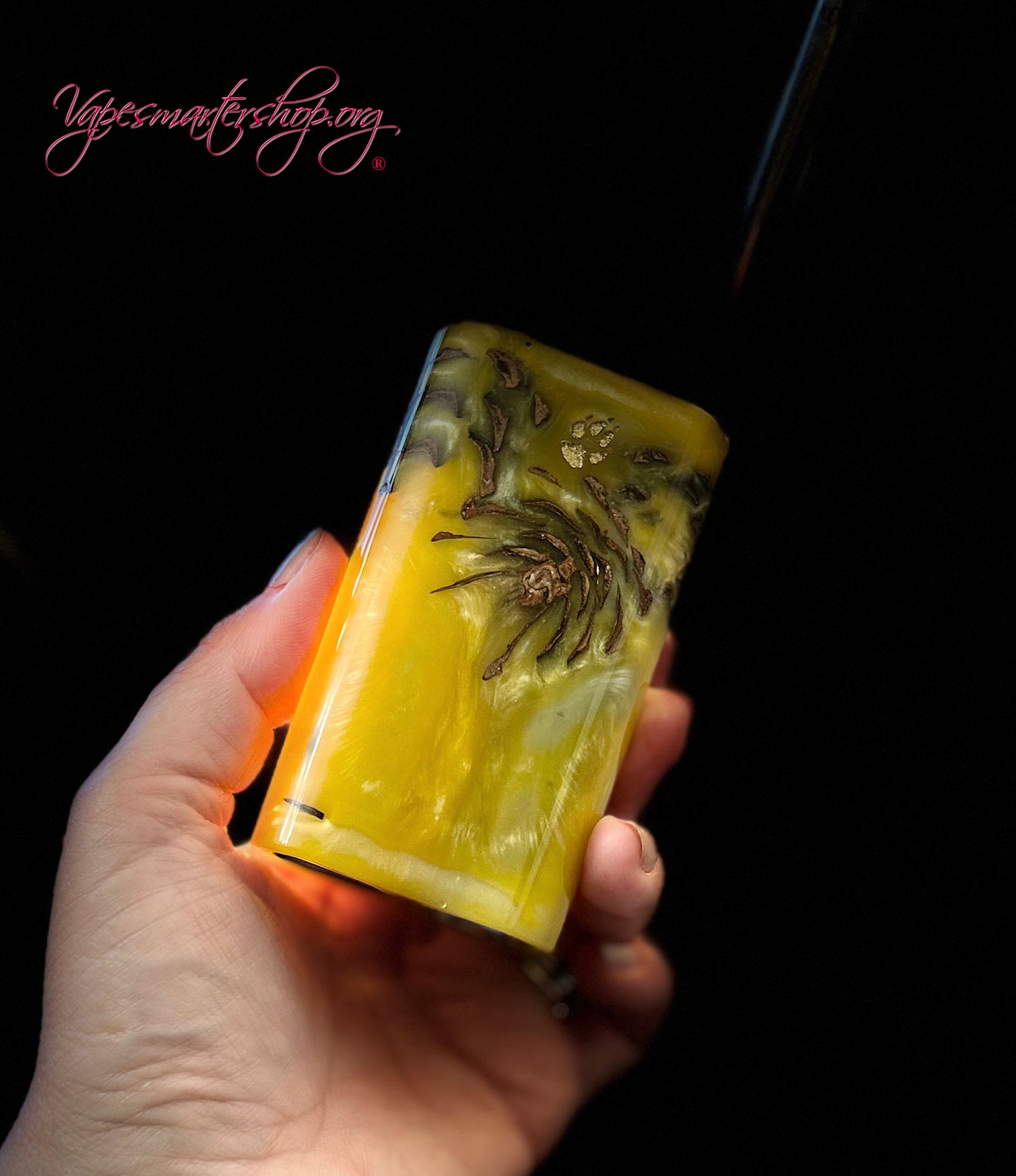 Twin 18650 Battery Dna250c burl wood Mod engraved edition