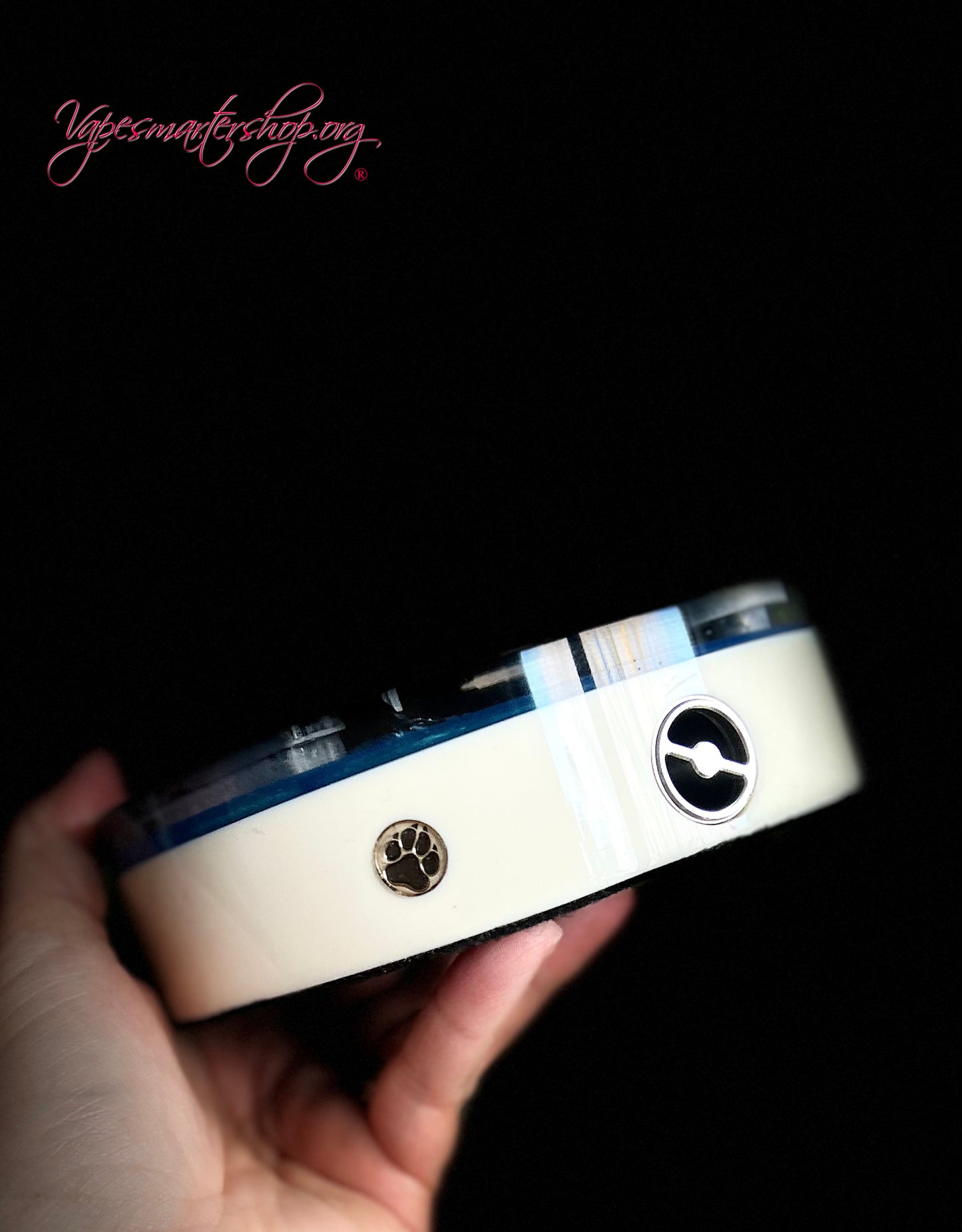 Evolv dna75 Single 18650 build stand ohm reader engraved design sea and island edition