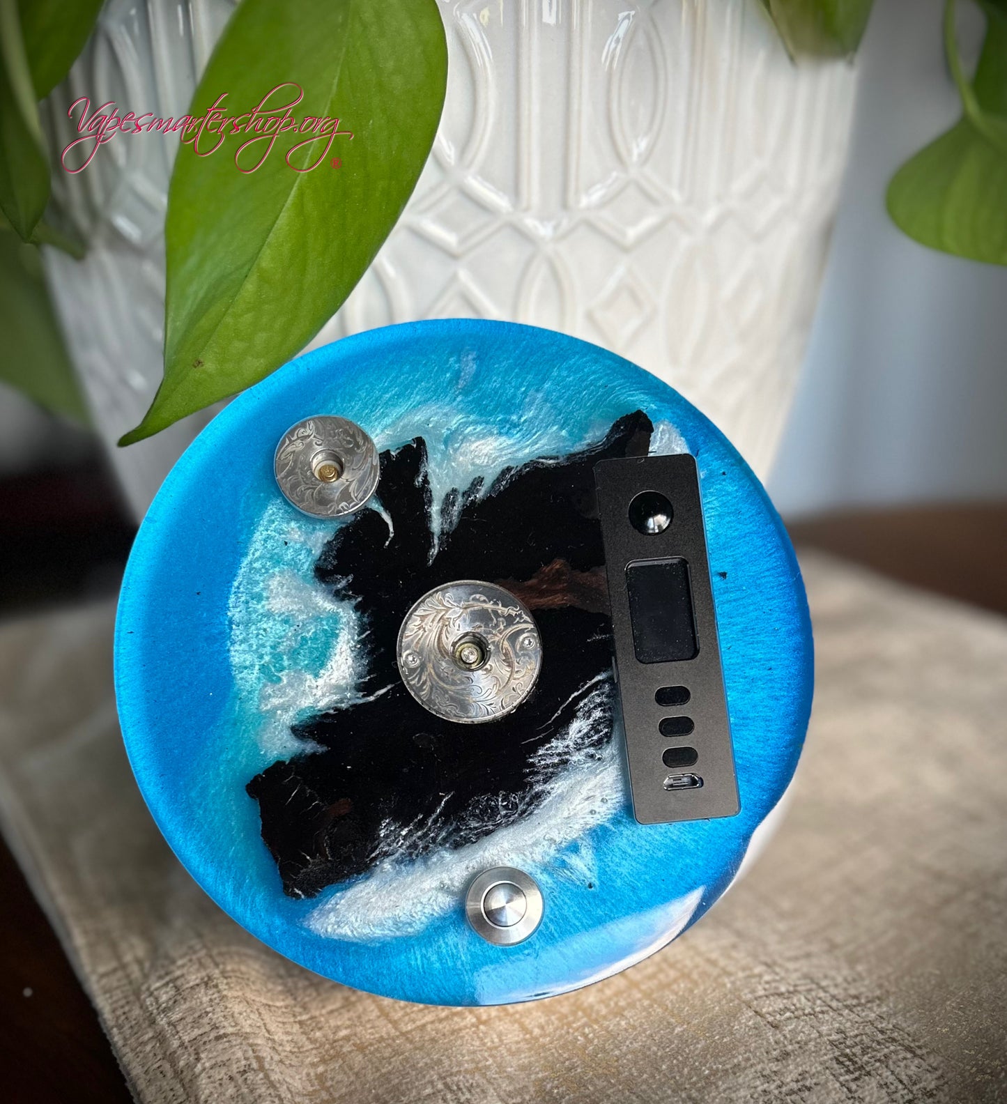 Evolv dna75 Single 18650 build stand ohm reader engraved design sea and island edition
