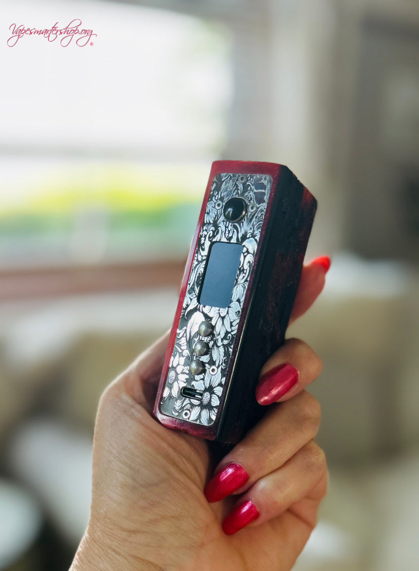 Evolv Dna100c single 18650 battery Stabwood hybrid Stainless Steel Engraved