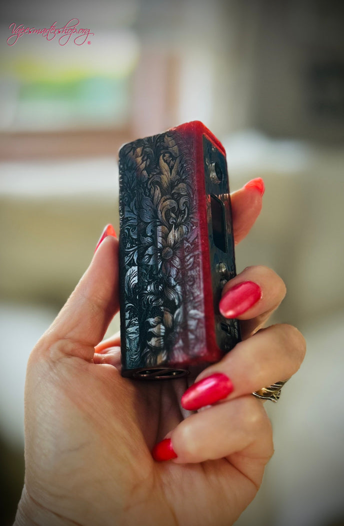Evolv Dna100c single 18650 battery Stabwood hybrid Stainless Steel Engraved