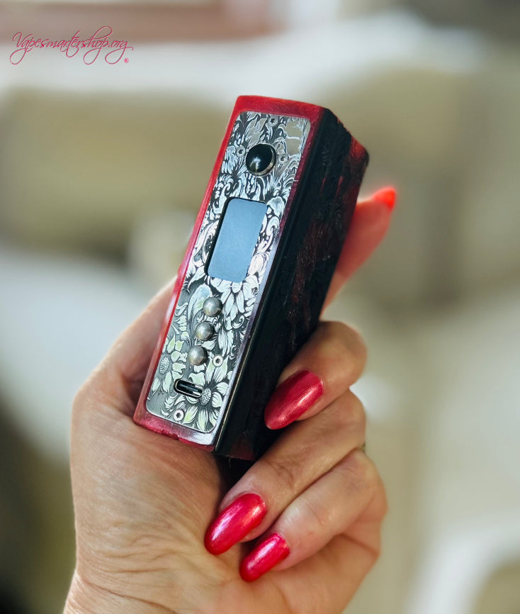 Evolv Dna100c single 18650 battery Stabwood hybrid Stainless Steel Engraved