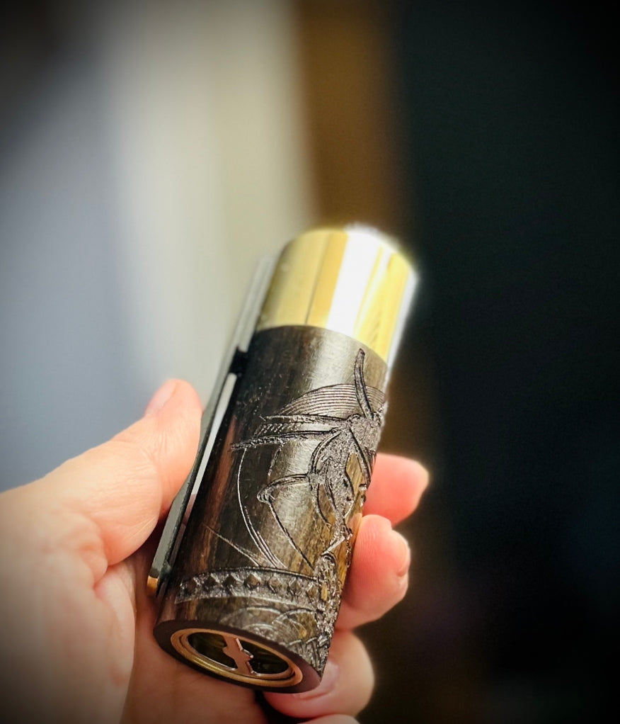 Side Fire single 21700 Battery mechanical mod 30mm tank fitment Engraved