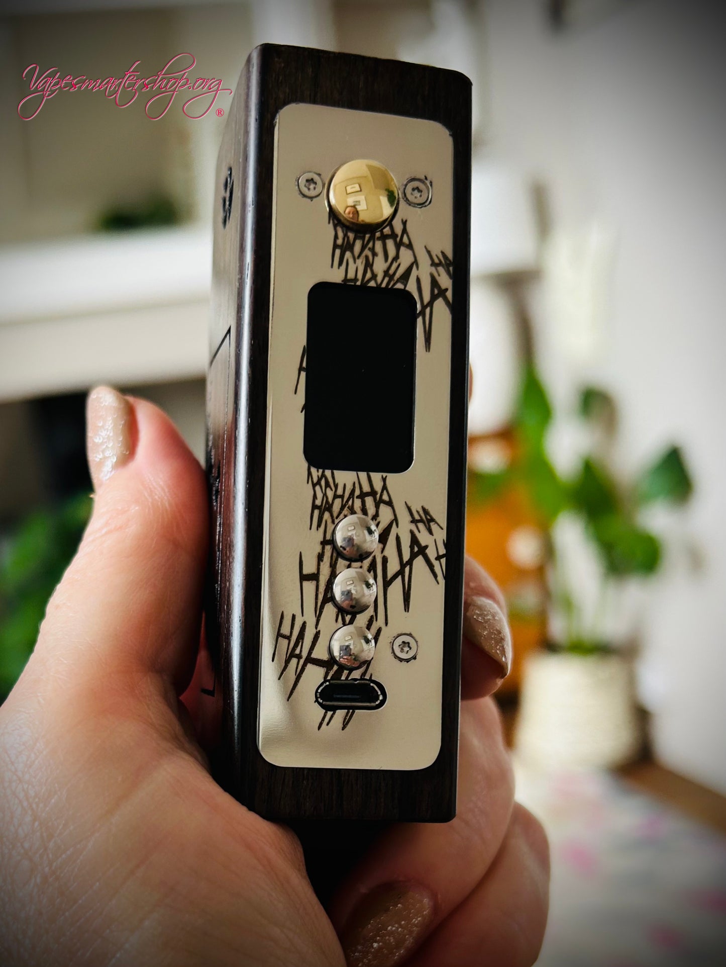 Evolv Dna75c single 18650 battery blackwood mod engraved joker edition