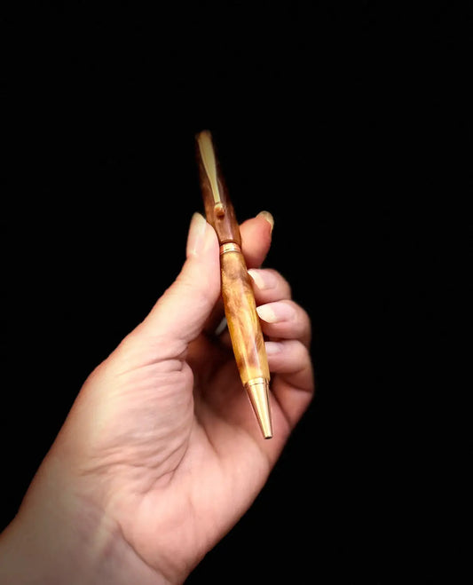 Stabwood or Pure Wood, Hand made gold silver rose gold Twist Pen