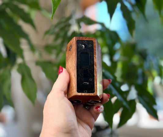 Twin 21700 Battery Pure Burl wood Dna250c stabwood Mod Engraved Black plate edition