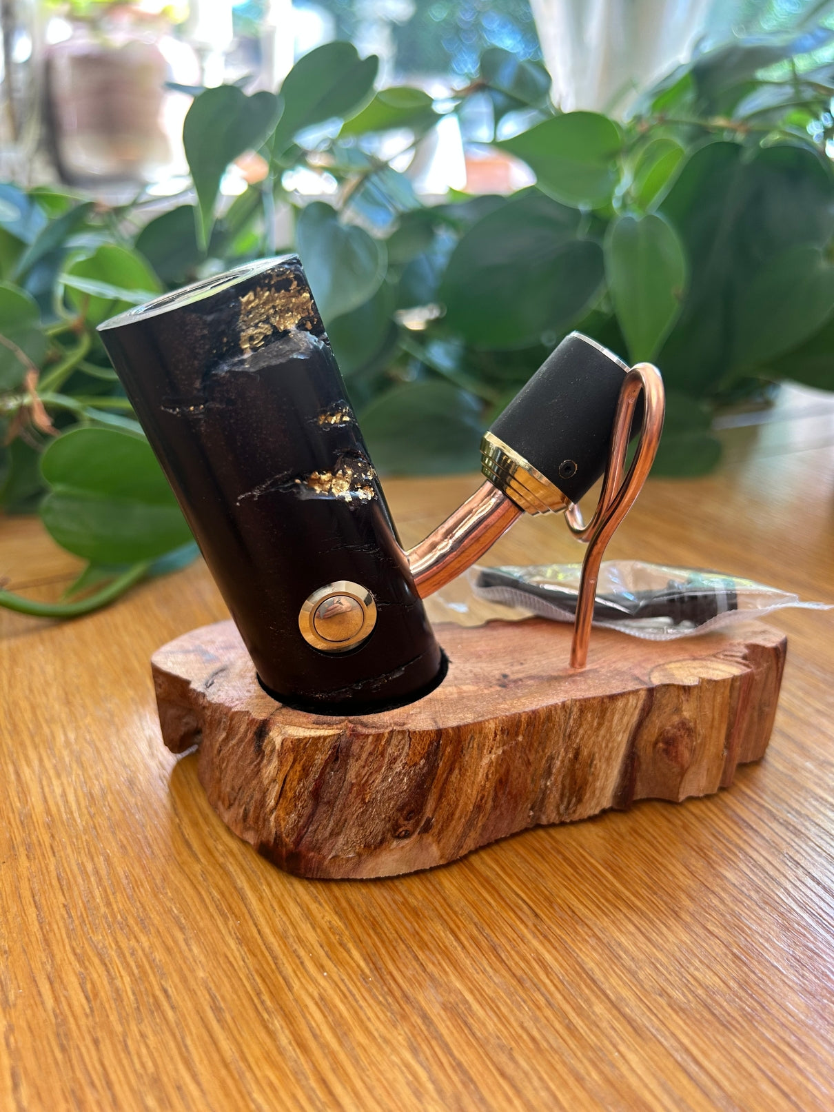 18350 Battery short stem switched mechanical clickfet rosewood and 22ct gold e-pipe 22mm Tank Fitment