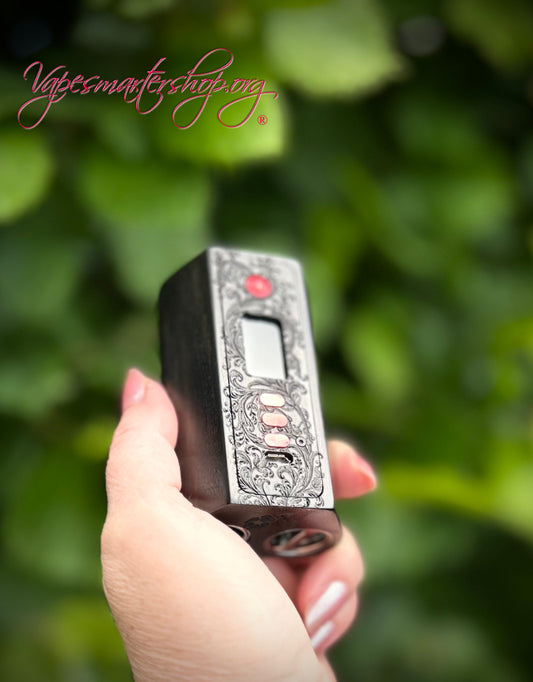 Twin 18650 Battery Dna250c engraved pure wood naked Ebony edition