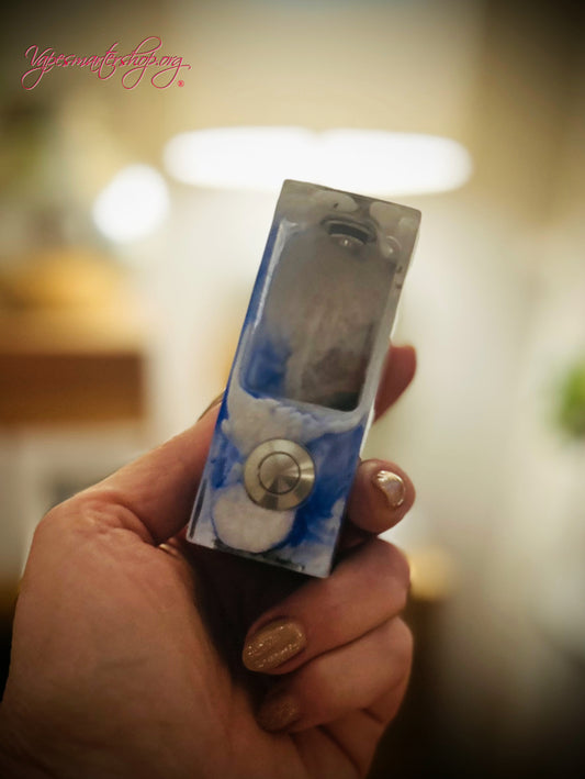 Switched Mechanical clickfet 18650 battery engraved stabwood hybrid boro mod