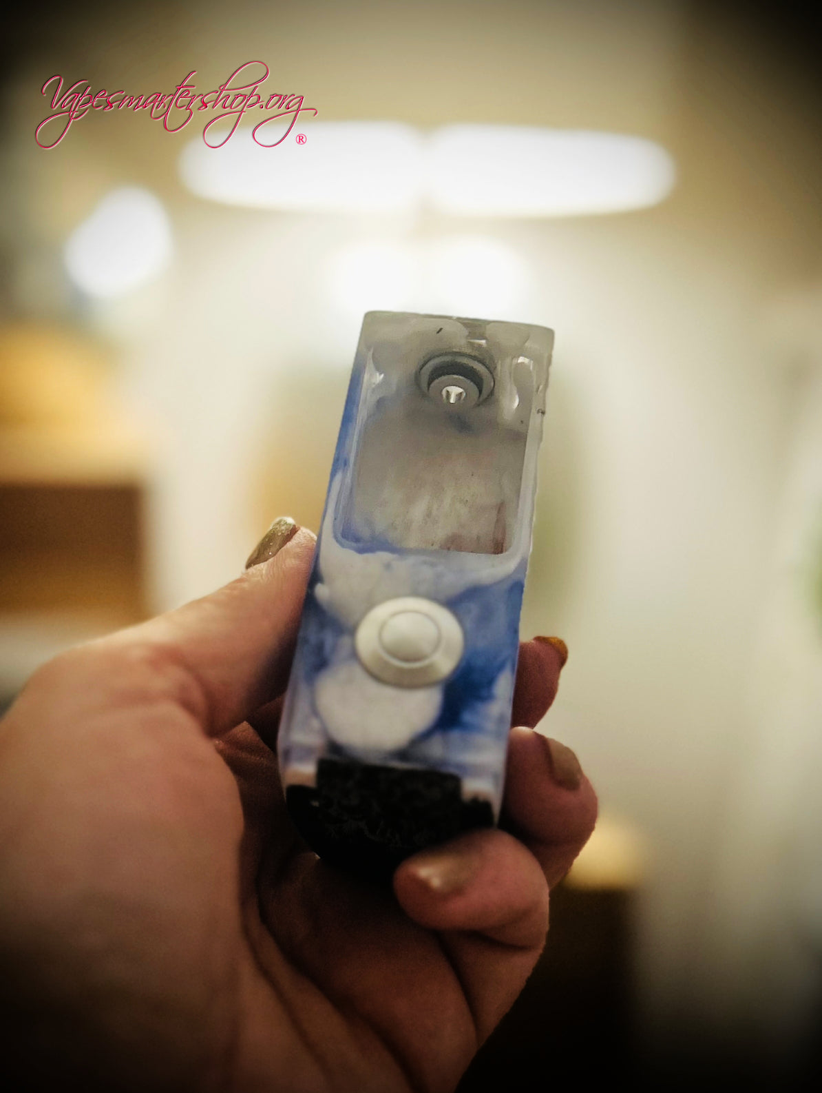 Switched Mechanical clickfet 18650 battery engraved stabwood hybrid boro mod