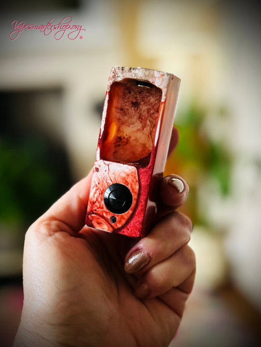Switched Mechanical clickfet 18650 battery engraved stabwood hybrid boro mod