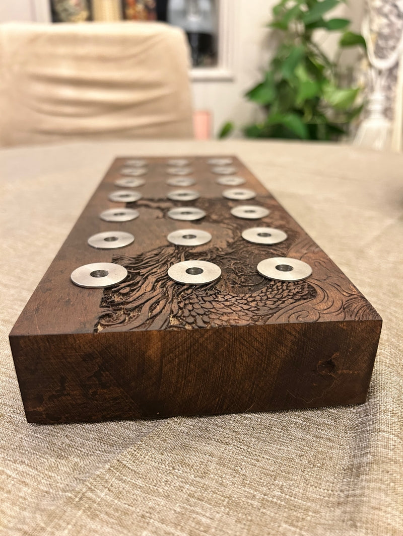 21 bay desk stand in hardwood with stainless 510 Engraved Edition