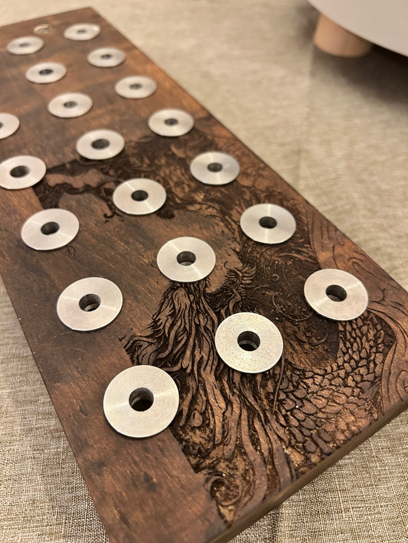 21 bay desk stand in hardwood with stainless 510 Engraved Edition