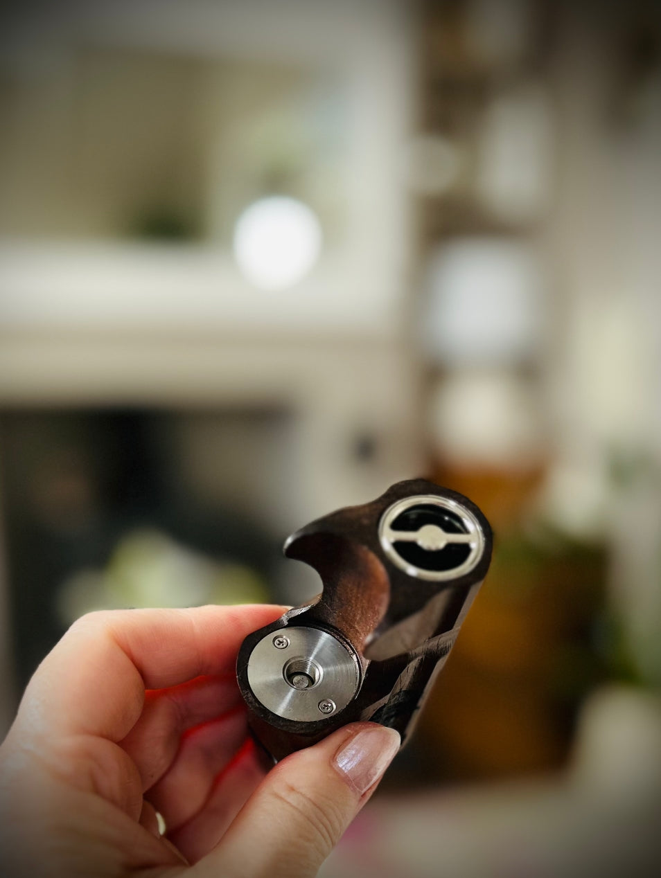 A SBS Single 18650 switched Mech pure wood engraved edition Clickfet mod