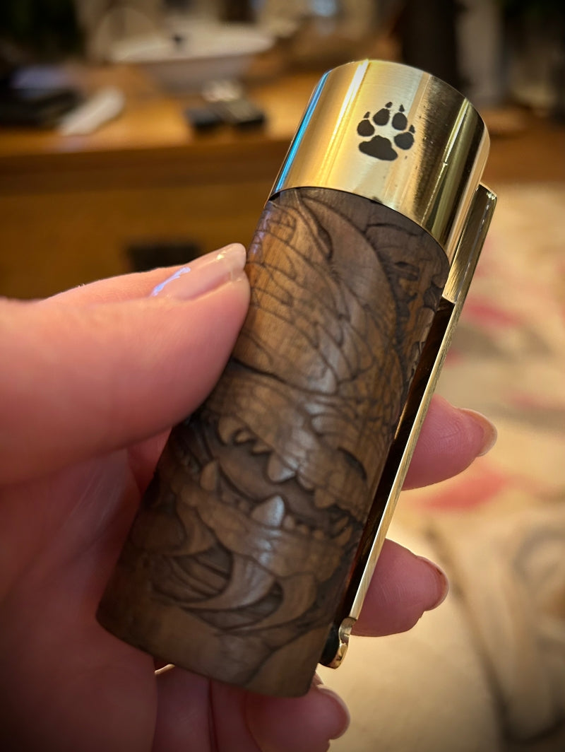 Side Fire single 21700 Battery mechanical mod 31mm  tank fitment "SALE" engraved rosewood