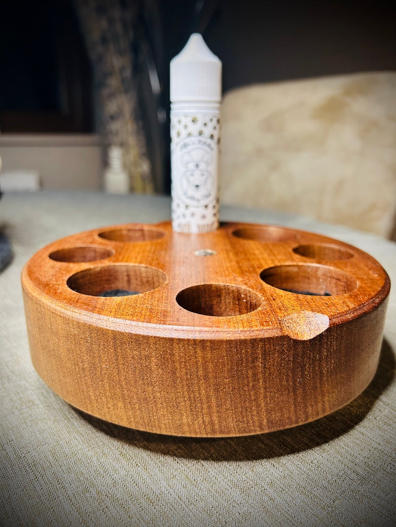 8 bay juice stand Hardwood and steel turning stand