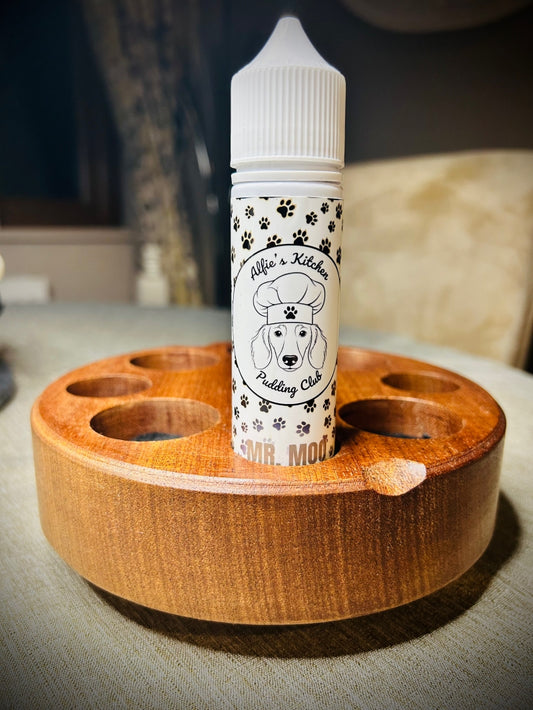 8 bay juice stand Hardwood and steel turning stand