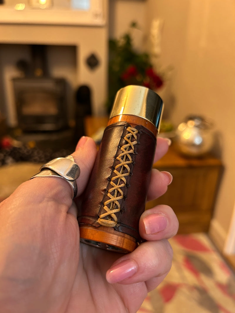 Side Fire single 21700 Battery mechanical mod 30mm  tank fitment Engraved leather edition