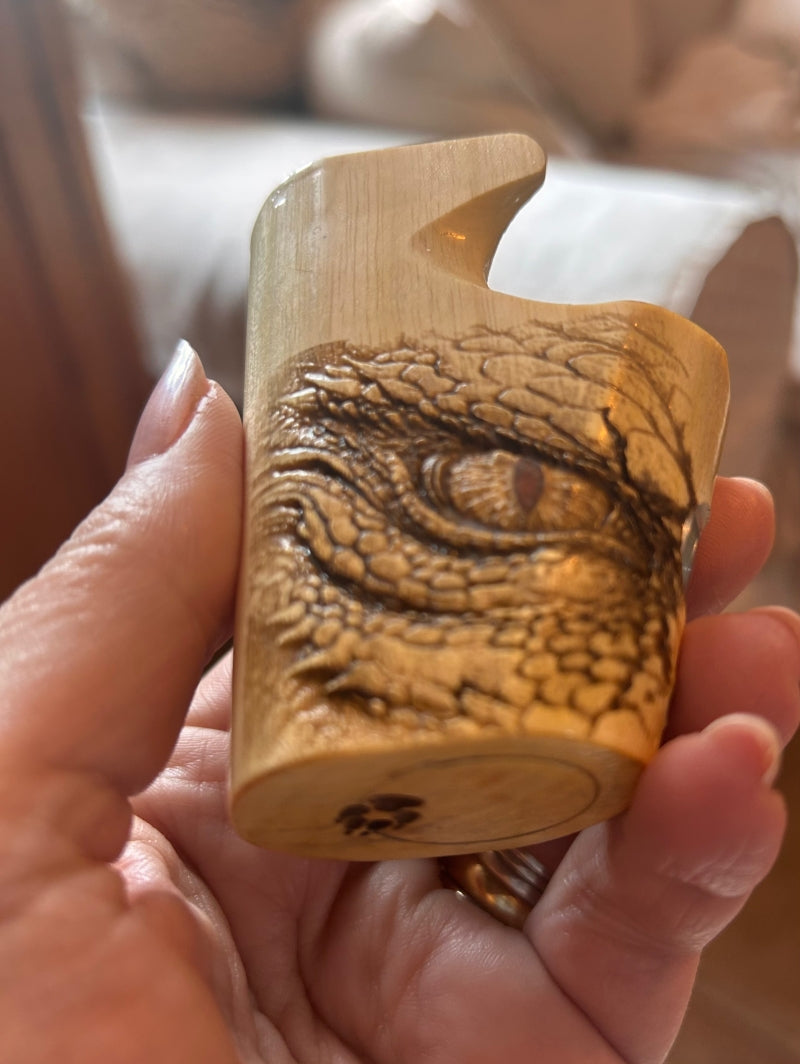A SBS Single 18650 Lemonwood switched Mech engraved edition Clickfet mod