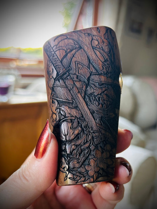 Engraved Single 21700 Rosewood switched Mech Clickfet mod "SALE"