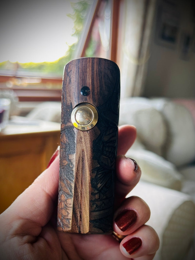 Engraved Single 21700 Rosewood switched Mech Clickfet mod "SALE"