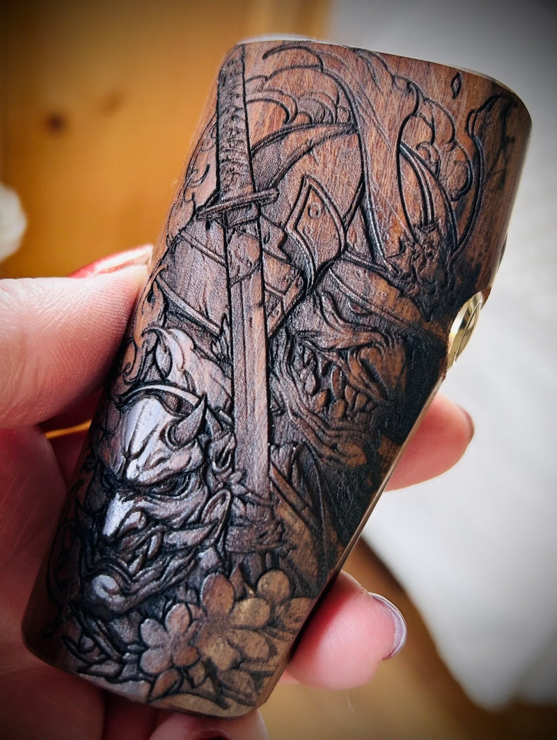 Engraved Single 21700 Rosewood switched Mech Clickfet mod "SALE"