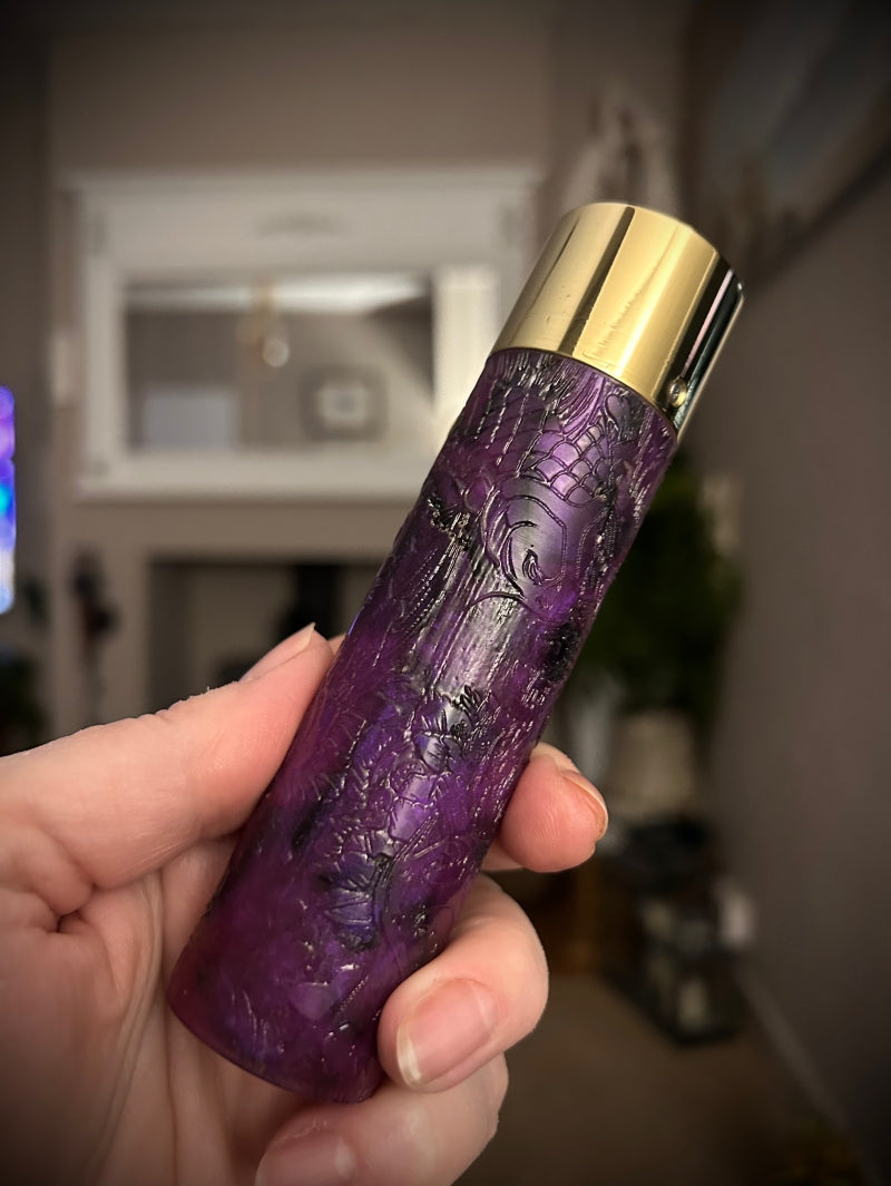 A Tube 30mm Single 21700 stabwood switched Mech Clickfet mod engraved