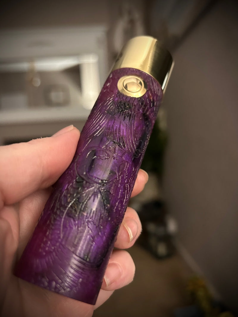 A Tube 30mm Single 21700 stabwood switched Mech Clickfet mod engraved