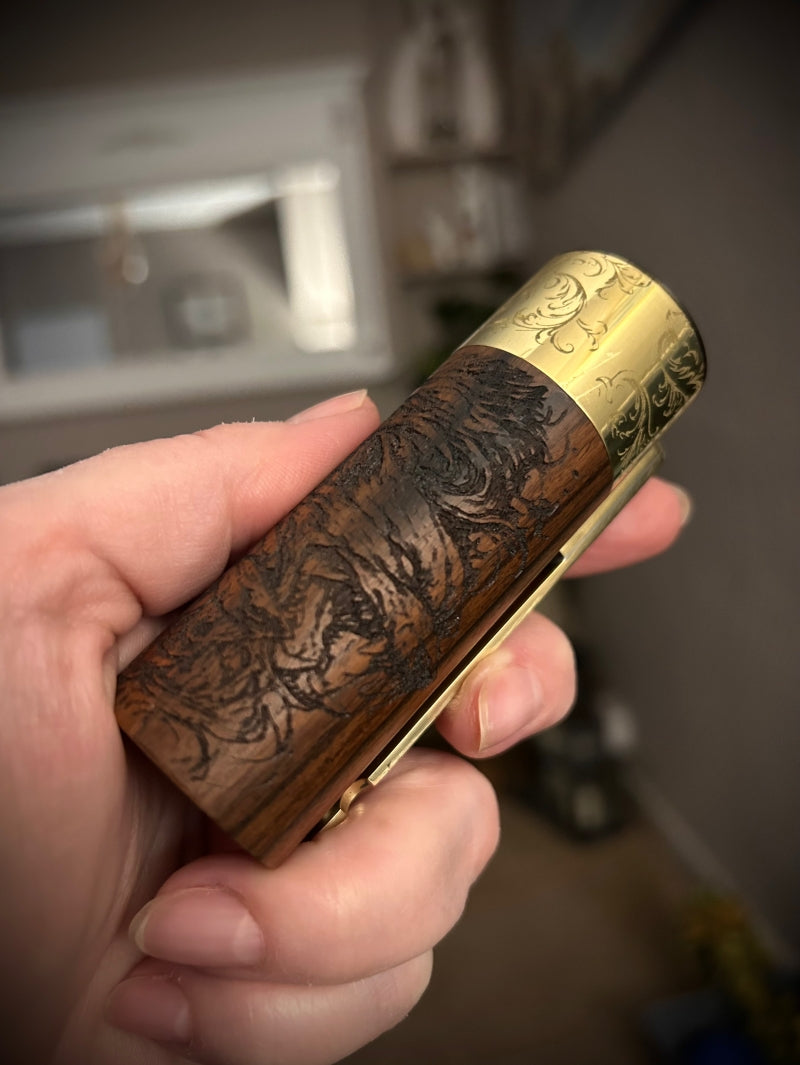 Side Fire single 21700 Battery mechanical mod 30mm  tank fitment engraved Rosewood