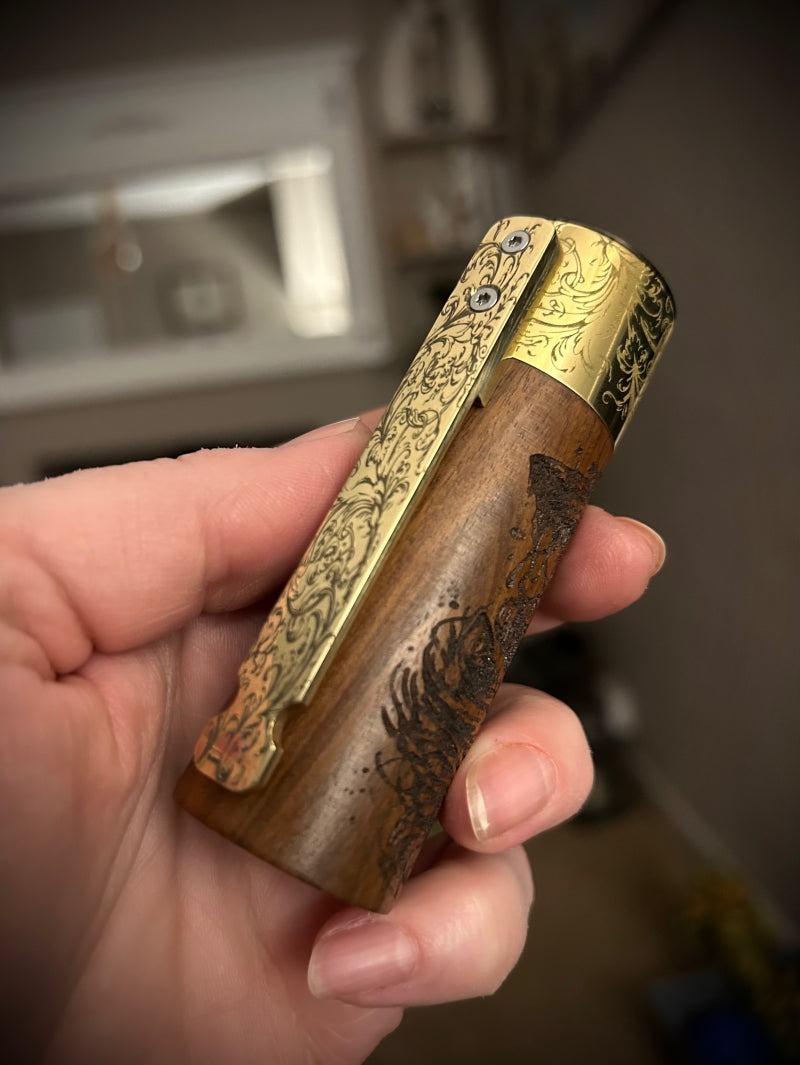 Side Fire single 21700 Battery mechanical mod 30mm  tank fitment engraved Rosewood