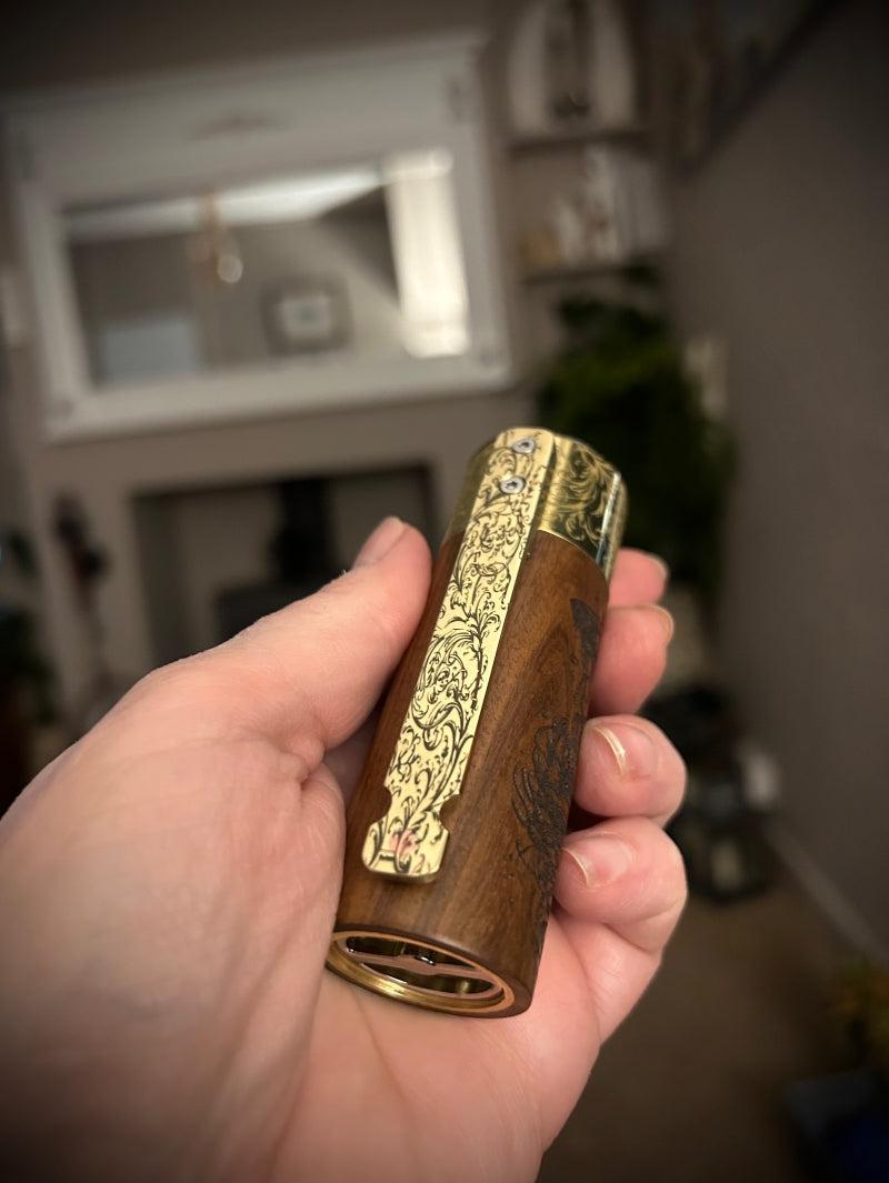Side Fire single 21700 Battery mechanical mod 30mm  tank fitment engraved Rosewood