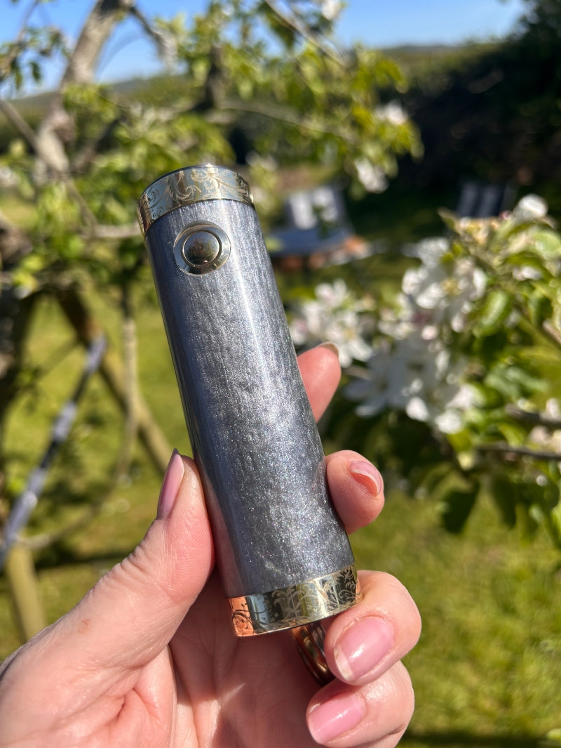 A Tube 30mm Single 21700 stabwood switched Mech Clickfet mod engraved