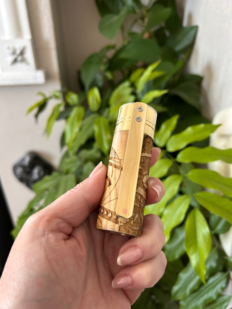 Side Fire single 21700 Battery mechanical mod 30mm  tank fitment engraved wild olive