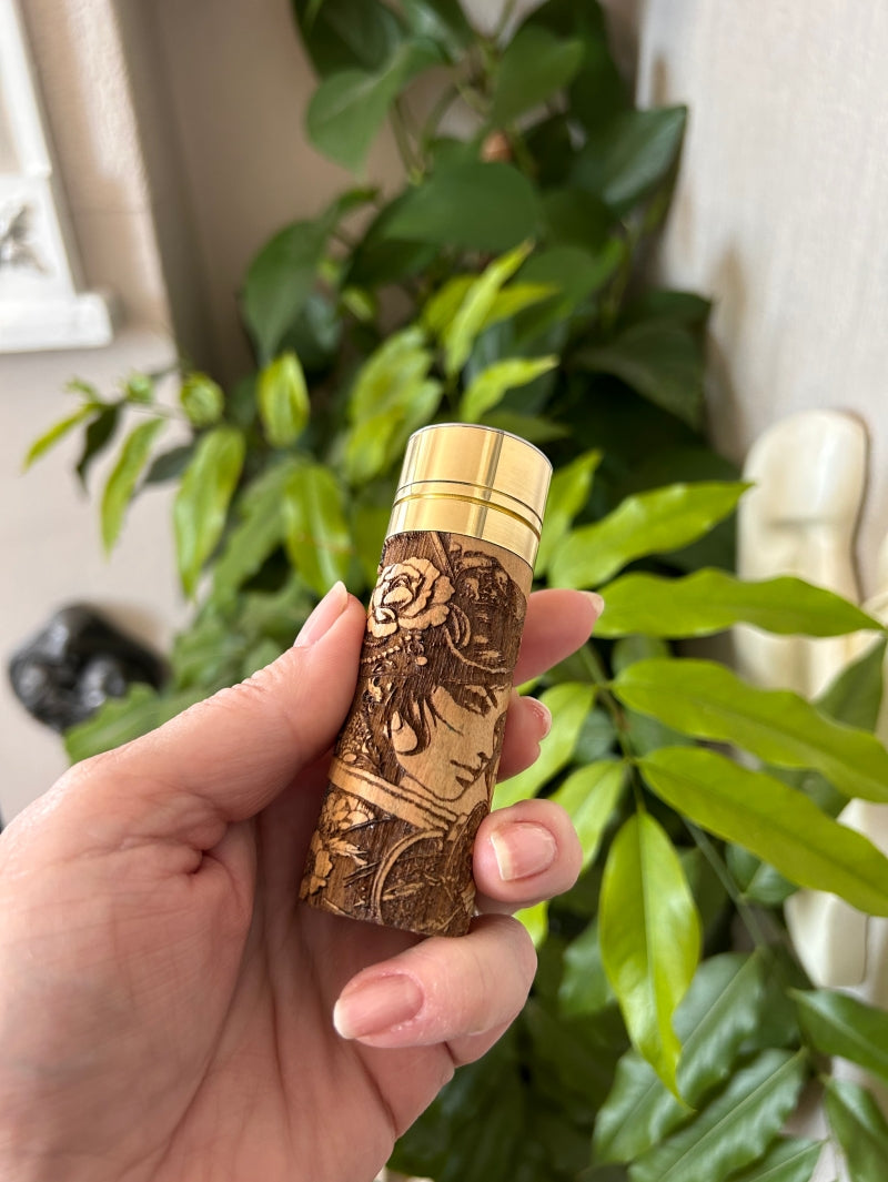 Side Fire single 21700 Battery mechanical mod 30mm  tank fitment engraved wild olive
