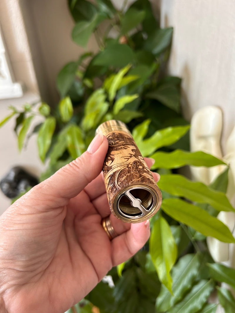 Side Fire single 21700 Battery mechanical mod 30mm  tank fitment engraved wild olive