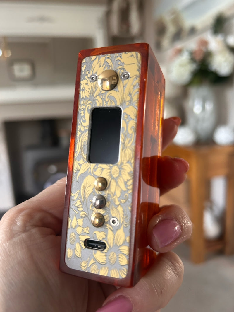 Evolv Dna100c single 21700 battery Engraved Amber Hybrid Mod